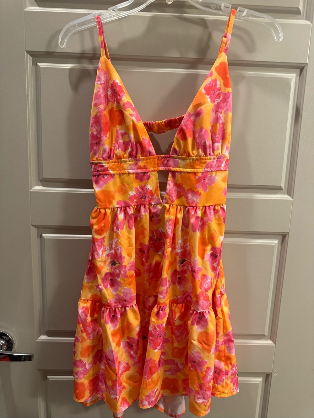 Women’s Sleeveless Pink & Orange Floral Sundress